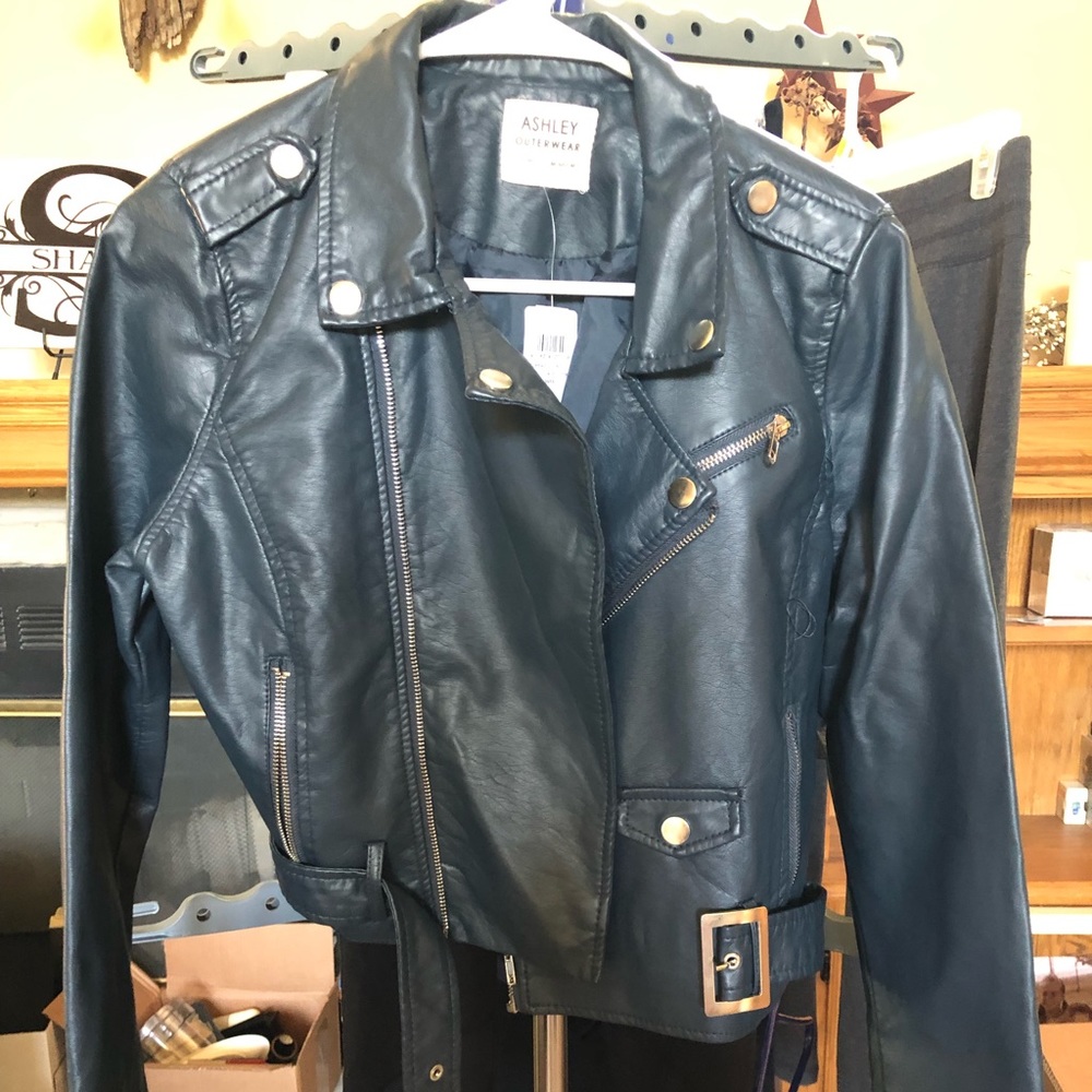Navy Leather Jacket